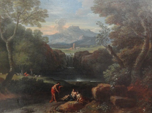 Jan Frans van Bloemen. Paisaje con cascada, lago y figuras. Detalle. Museo BBAA Valencia. Foto R.Puig