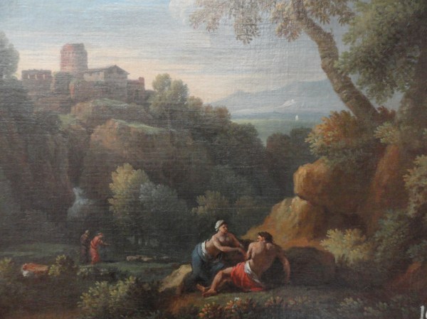 Jan Frans van Bloemen . Paisaje del Lazio con figuras. Detalle. Museo BBAA Valencia.Foto R.Puig
