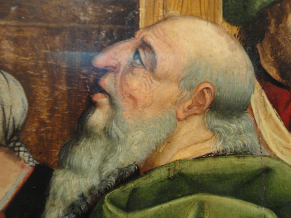 Estereotipo de judio en la Presentación de la Virgen en el templo. Maestro de Calzada.Museo de Bellas Artes de Valencia. Foto R.Puig.