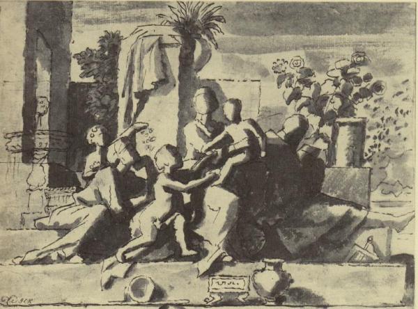 La Sagrada Familia en un paisaje. Poussin. Pierpoint Morgan Library.