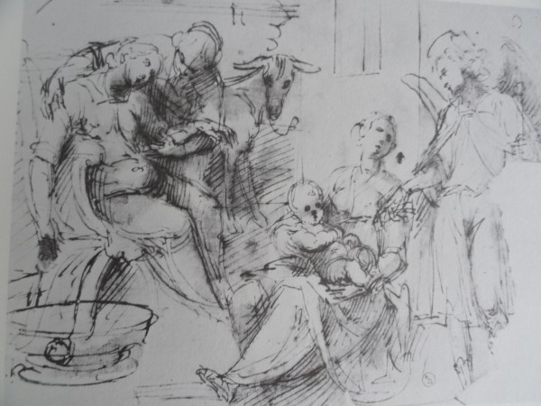 Natividad. Moncalvo. Pluma, tinta y aguada. Biblioteca Real de Turin