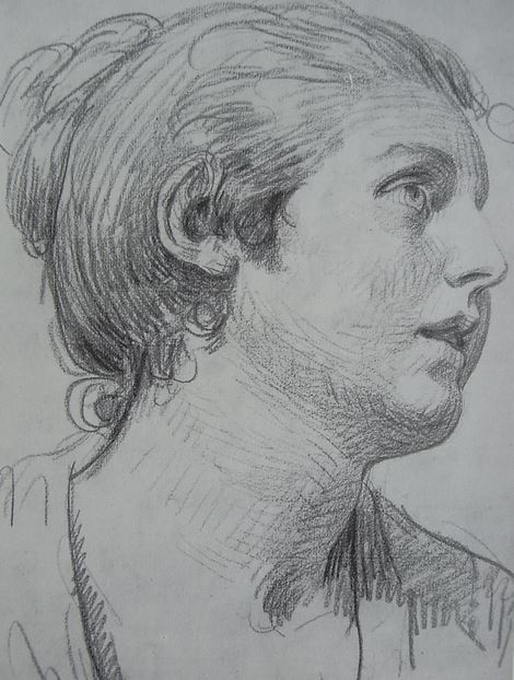 Jean Baptiste Greuze.    Cabeza de mujer joven.