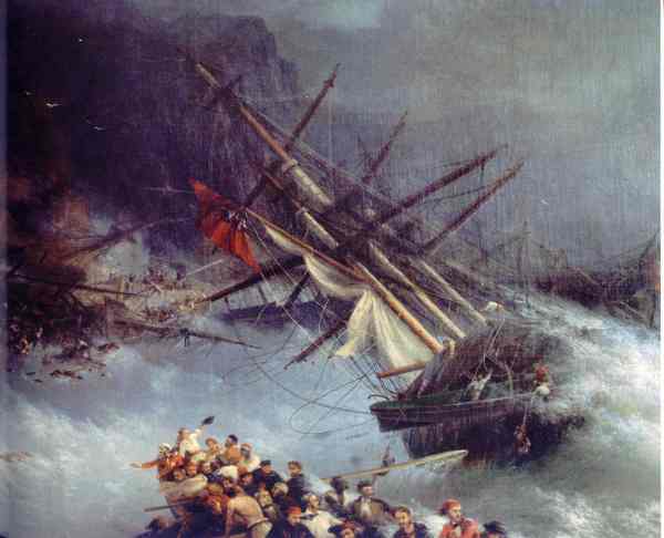 Aïvazovski. Naufragio de un navio en la Guerra de Crimea.1855. Coleccion particular