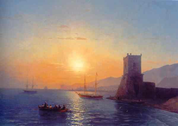 Aïvazovski. Puesta de sol en Feodosia. 1865.Galeria Nacional de Armenia.