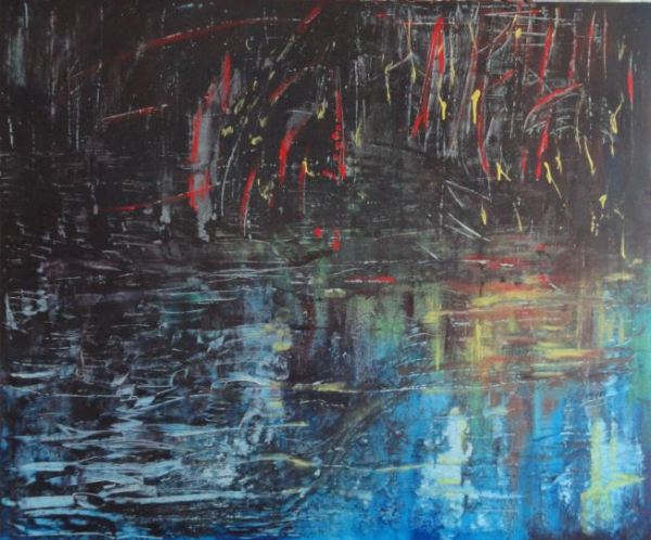 Nocturno invernal en Gotemburgo. Acrilico sobre lienzo. R.Puig