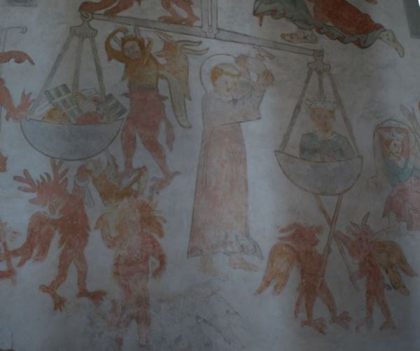 Iglesia de Vamlingbo. Gotland.  Frescos del siglo XIV. Detalle. Foto R.Puig