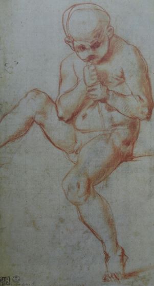 Estudio de muchacho que sopla por una caña. Jacopo Pontormo. Uffizi.