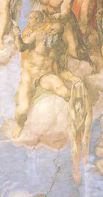 Autorretrato de Miguel Angel sobre el pellejo de San Bartolome. Juicio Final