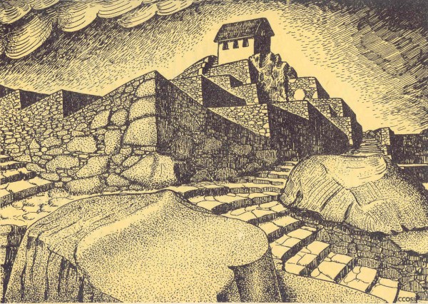 Machu  Picchu. Dibujo de  Luis Ccosi Salas
