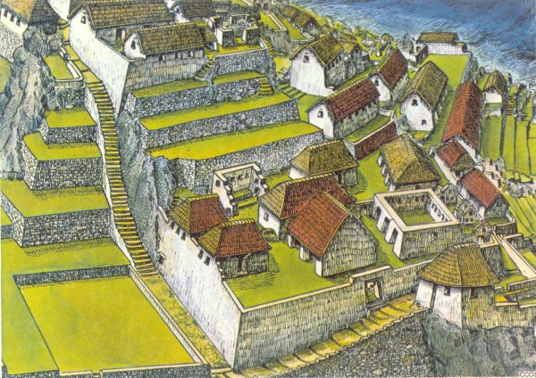 Machu Picchu. Dibujo reconstrucción de Luis Ccosi Salas