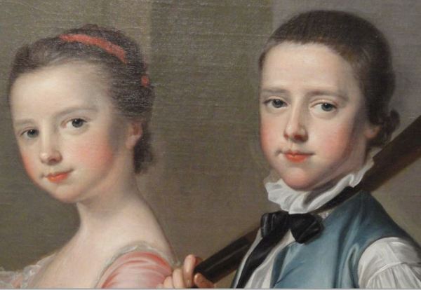 Thomas Hudson hacia 1756. La Sra. Mitchell y sus hijos Anne y Matthew. Detalle