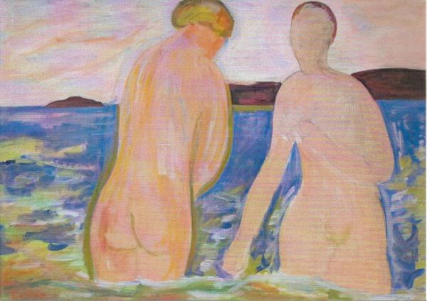 Dos bañistas. Tor Bjürström. Óleo sobre lienzo