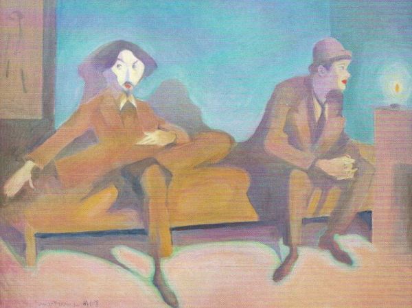 Einar Jolin e Isaac Grünewald en Paris. Einar Nerman. Óleo sobre panel