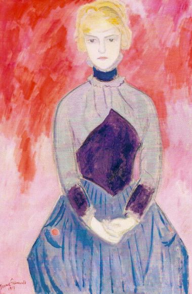 La dama azul. Isaac Grünewald. 1917. Óleo sobre lienzo