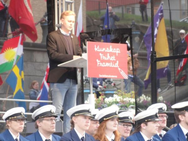 En el mitin. Primero de mayo.   Gotemburgo.   Foto R.Puig