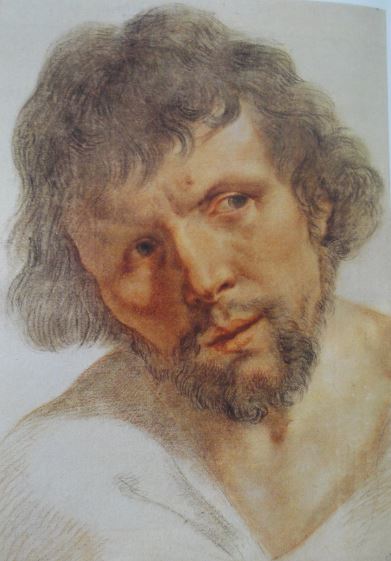 Retrato de joven. Guido Reni. Tiza negra y roja. ss XVI y XVII. Hermitage.