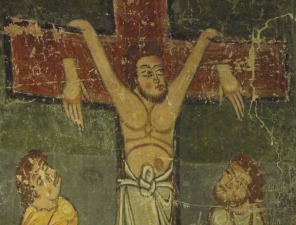 Buen ladrón. Fresco de la Iglesia de los Santos Julián y Basilisa. Bagüés. Zaragoza. s.XI. Museo Catedralicio. Jaca. Foto R.Puig