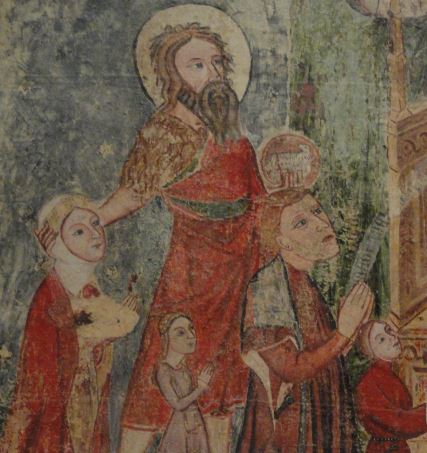 Juan Bautista y donantes ante Virgen y Jesus. Detalle. Ermita de Ipas Huesca. s.XV. Museo Catedralicio de Jaca. Foto R.Puig