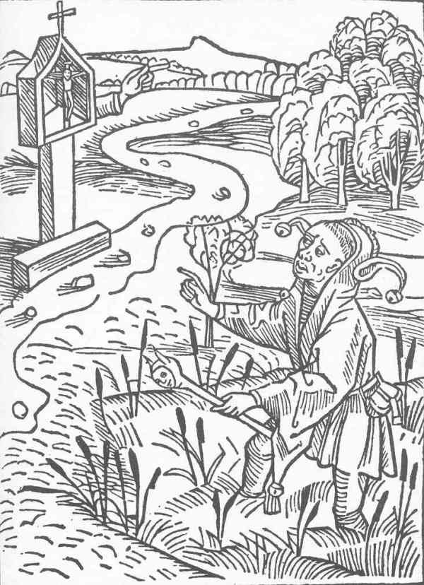 Peregrino empantanado. La nave de los necios de Sebastian Brant.1494. Xilografía de Durero.