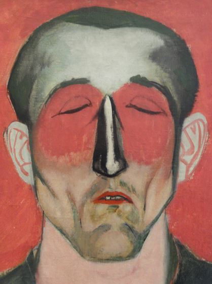 Wróblewski. Cabeza de hombre sobre fondo rojo. Detalle. 1957 Foto R.Puig.