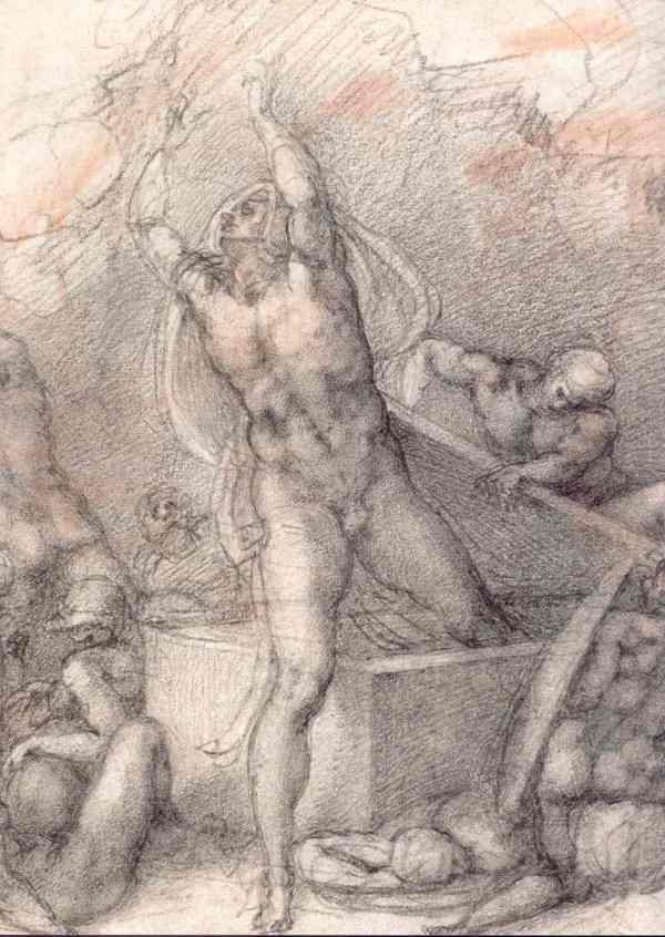 Resurrección. Detalle, Miguel Ángel. c. 1532. Windsor Royal Collection