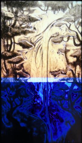 Nathalie Djuberg y Hans Berg. Variaciones de una cascada. Flautas.  HD Video. a. 2015. Lissom Gallery y los artistas. Art Now. Museo Sven Harrys. Foto R.Puig