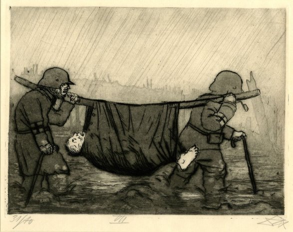 Otto Dix. Transporte de un herido. Grabado. 1924.British Museum