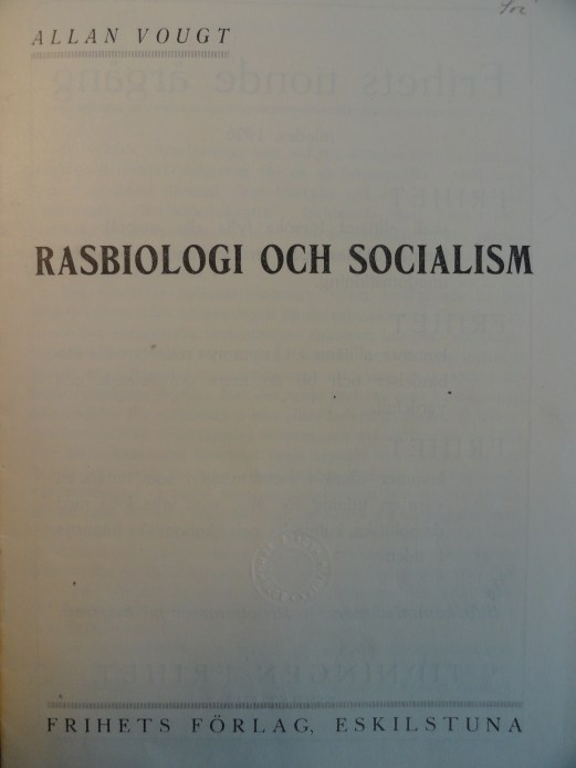 Biología Racial y Socialismo. Allan Vougt 1925