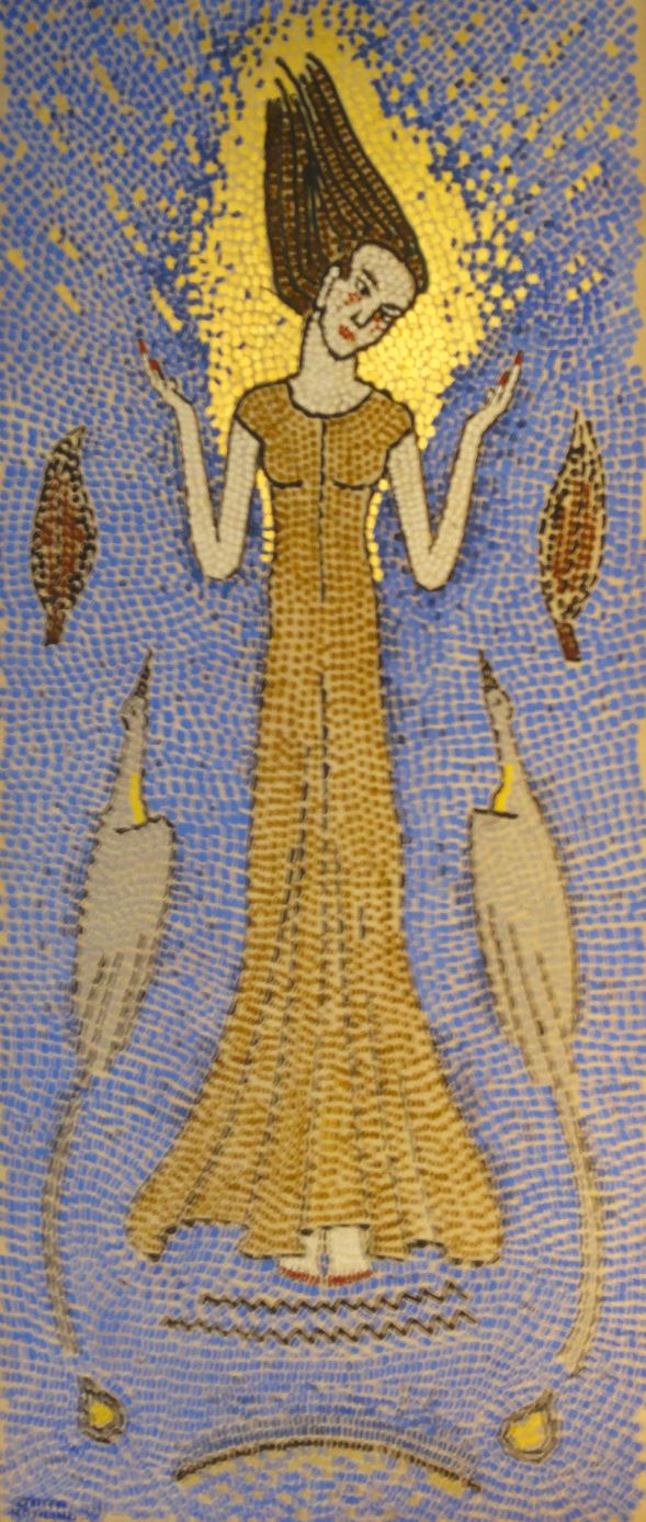 Figura ascendente con cigüeñas.por Staffan Norlinds.Borgeby. Foto R.Puig