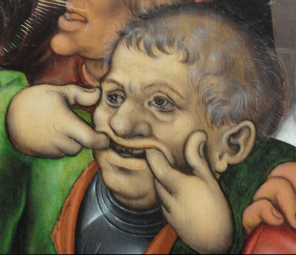 Maestro del retablo Pflock. La coronación de espinas. Detalle. ca. 1520. Museo de Bellas Artes. Gante. Foto R.Puig