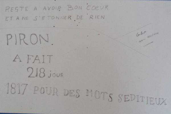 Inscripción de un preso en el muro de Fontevraud en 1817.