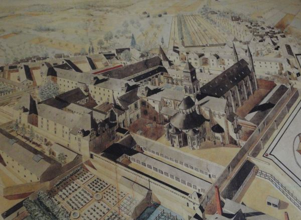 Representación aérea de la abadía de Fontevraud en su época de prisión. Foto R.Puig