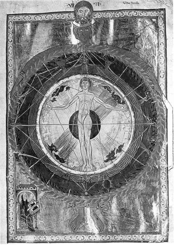 Visión del Cosmos de Hildegard av Bingen. Códice de Lucca.