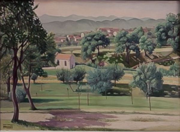 Cagnaccio di San Pietro. Vista de Pederobba, 1936. Galería Gomiero, Milán y Padua
