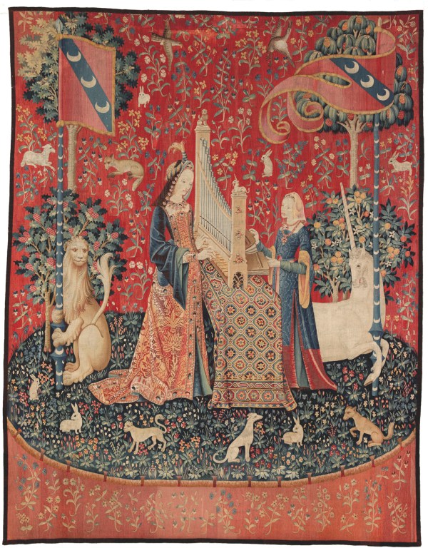 El sentido del oído. Tapiz de la Dama del unicornio. Museo de Cluny. Foto Michel Urtado