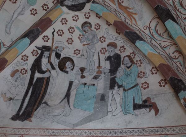 Härkeberga. El milagro de la misa de San Gregorio. Albertus Pictor. Hacia 1480. Foto R.Puig