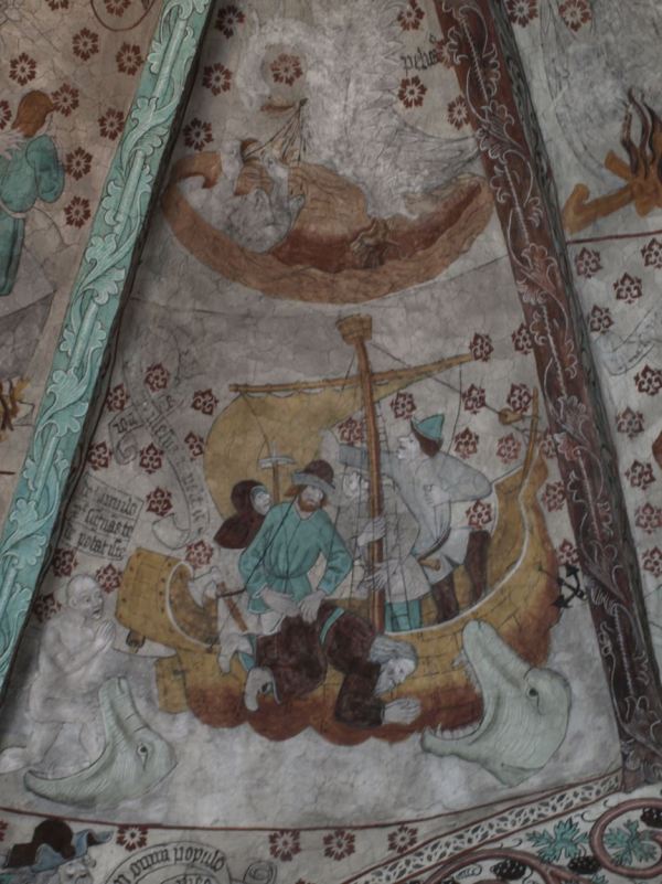 Härkeberga. La aventura de Jonás y la ballena. Albertus Pictor. Hacia 1480. Foto R.Puig