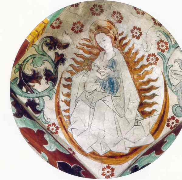 Härkeberga. Maria como la mujer del Apocalipsis.Albertus Pictor. Hacia 1480. Foto Tord Harlin