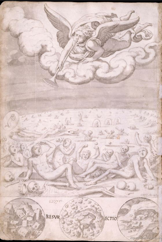 Francisco de Holanda. De Aetatibus Mundi Imagines. La trompeta del Juicio Final. BNE Madrid