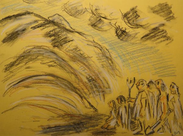 "in monte terram intumescere". Dibujo R.Puig
