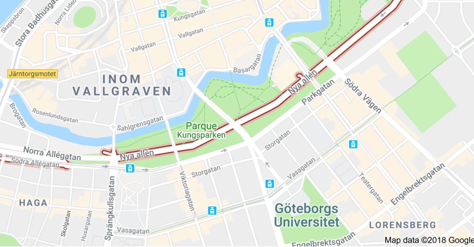 Mapa Nya allén. Gotemburgo