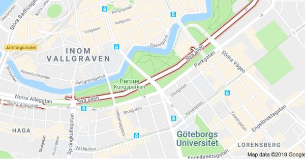 Mapa Nya allén. Gotemburgo