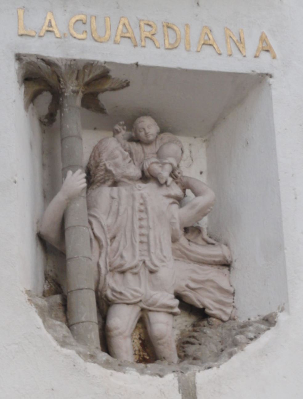 San Cristóbal sujetándose a una palmera. Iglesia del Carmen, Ciudad de Guatemala. Foto R.Puig
