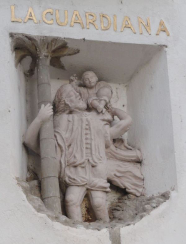 San Cristóbal sujetándose a una palmera. Iglesia del Carmen, Ciudad de Guatemala. Foto R.Puig