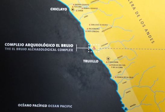 Ubicación de la Huaca de Cao Viejo (Complejo de El Brujo) y de Chan Chan.