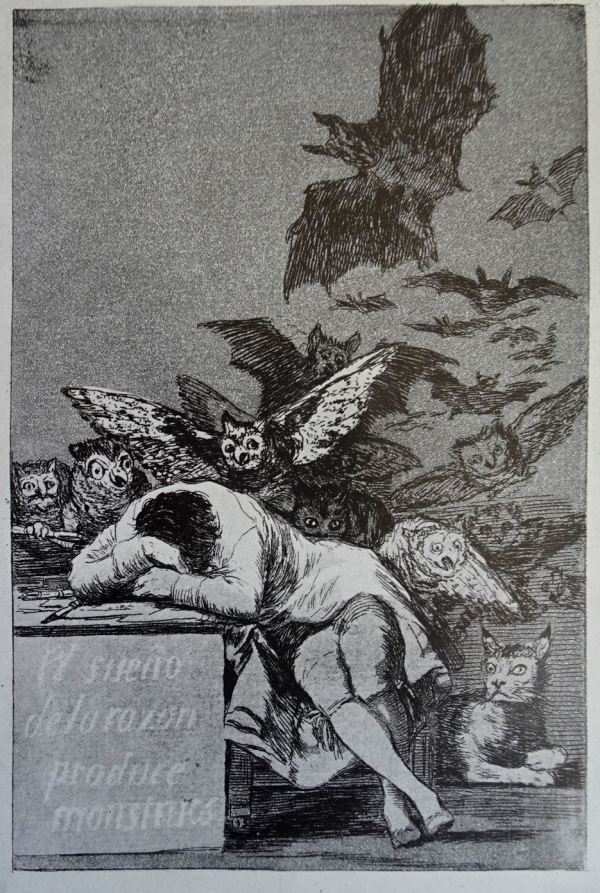 Goya. El sueño de la razón. Grabado de los Caprichos h.1799