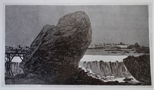 Goya. Paisaje con cascada. Litografía. Fecha incierta anterior a 1818