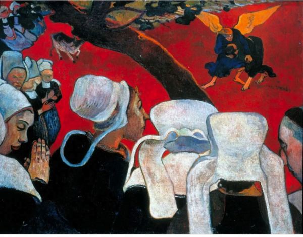 Paul Gauguin, Después del sermón, Lucha de Jacob con el ángel.